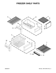 Freezer Shelf Parts Diagram and Parts List for JS48NXFXDE01  Jenn-Air Refrigerator