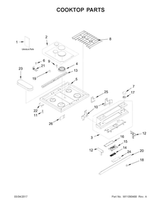 Cooktop Parts Diagram and Parts List for JGS1450FS0  Jenn-Air Range