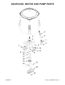 Gearcase, Motor And Pump Parts Diagram and Parts List for MVWC415EW2  Maytag Washer