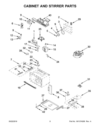 Cabinet And Stirrer Parts Diagram and Parts List for JMC2430IL02  Maytag Microwave