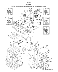 Burner Diagram and Parts List for 79078042414  Kenmore Range