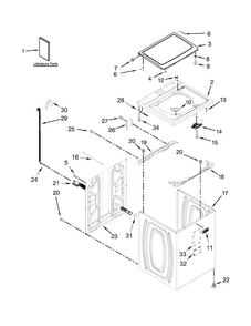 Top And Cabinet Parts Diagram and Parts List for MVWX655DW1  Maytag Washer