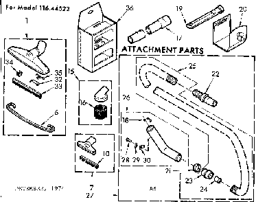 Attachment Parts Diagram and Parts List for 11644522  Kenmore Central Vacuum