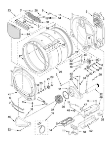 Bulkhead Parts Diagram and Parts List for MEDE201YW0  Maytag Dryer