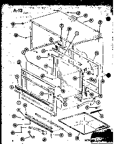 Outer Cabinet Diagram and Parts List for RR-10A P74750-2M Amana Microwave