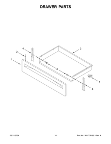 Drawer Parts Diagram and Parts List for YAER6603SFW6  Amana Range