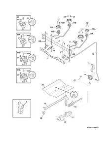 Burner Diagram and Parts List for CRG3150PSB  Crosley Range