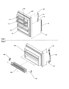 Door Handles And Door Shelves Diagram and Parts List for ART2127A-PART2127A  Amana Refrigerator