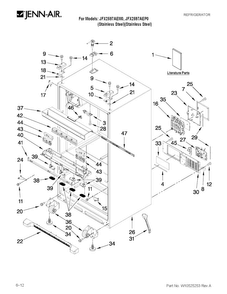 Cabinet Parts Diagram and Parts List for JFX2597AEP0  Jenn-Air Refrigerator