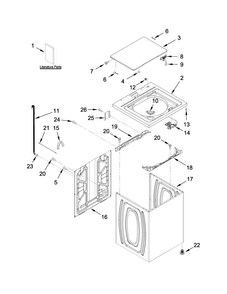 Top And Cabinet Parts Diagram and Parts List for CAW8350EW0  Crosley Washer