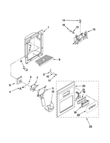 Dispenser Front Parts Diagram and Parts List for MSD2573VES02  Maytag Refrigerator