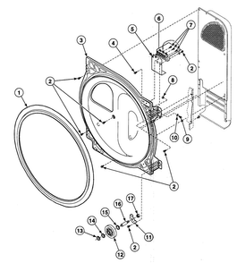 Roller Assy Diagram and Parts List for SDE307WF1500  Speed Queen Dryer