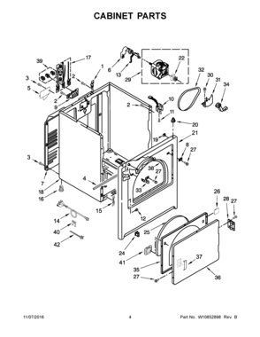 03 - CABINET PARTS Diagram and Parts List for YNED4755EW1  Maytag Dryer