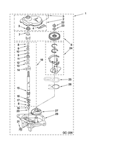 Gearcase Parts Diagram and Parts List for MVWC450WW0  Maytag Washer
