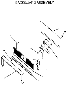 Backguard Assembly Diagram and Parts List for RLS363UW,UL-P1142377NW,L  Amana Range