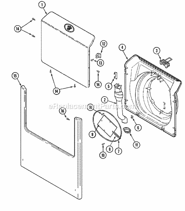 DOOR & FRONT PANEL Diagram and Parts List for MAH6500AWW  Maytag Washer