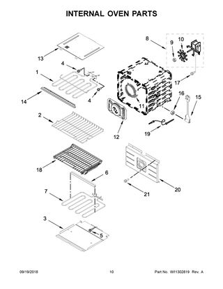 Internal Oven Parts Diagram and Parts List for JJW2830DS03  Maytag Wall Oven