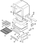 OVEN / BASE Diagram and Parts List for 3422PVW  Magic Chef Range