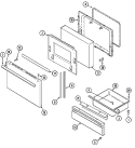 DOOR / DRAWER Diagram and Parts List for 3422PVW  Magic Chef Range