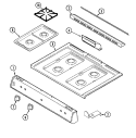 TOP ASSEMBLY Diagram and Parts List for 61S04PAW  Magic Chef Range