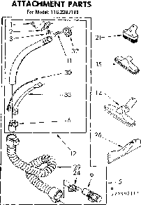 Attachments Parts Diagram and Parts List for 1162397181  Kenmore Canister Vacuum