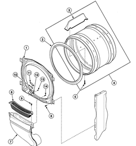 Cylinder Diagram and Parts List for SDEA07QJ1500  Speed Queen Dryer