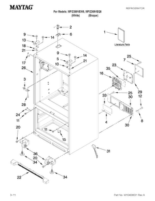 Cabinet Parts Diagram and Parts List for MFI2269VEQ5  Maytag Refrigerator