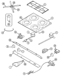 TOP & BURNER ASSEMBLY Diagram and Parts List for 16TW-4KZ  Magic Chef Range