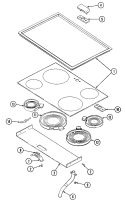 TOP ASSEMBLY Diagram and Parts List for SCE30500B  Jenn-Air Range