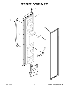 Freezer Door Parts Diagram and Parts List for ASI2575GRB04  Maytag Refrigerator