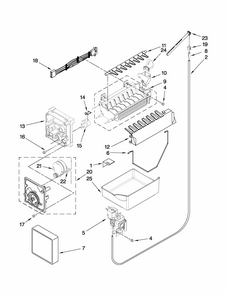 Icemaker Parts Diagram and Parts List for GB6526FEAS5  Maytag Refrigerator