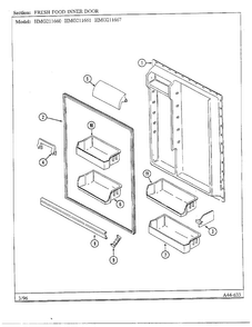 Fresh Food Inner Door Diagram and Parts List for HMG211660  Admiral Refrigerator