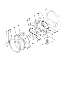 Door Parts Diagram and Parts List for YCED8990XW0  Crosley Dryer