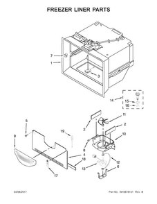 Freezer Liner Parts Diagram and Parts List for MFX2676FRZ00  Maytag Refrigerator