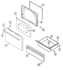 DOOR / DRAWER Diagram and Parts List for JE3510PRW  Jenn-Air Range