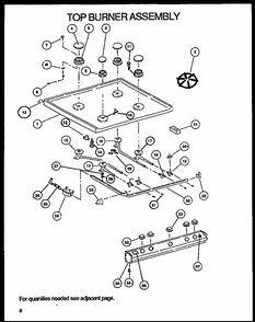 Top Burner Assembly Diagram and Parts List for GBK26FS0 P1142147NW Amana Range