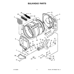 Bulkhead Parts Diagram and Parts List for MDG20PDFWW0  Maytag Dryer