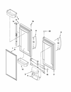 Refrigerator Door Parts Diagram and Parts List for G32027WEKB4  Maytag Refrigerator