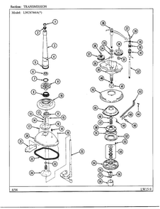 Transmission Diagram and Parts List for 6744B  Norge Washer