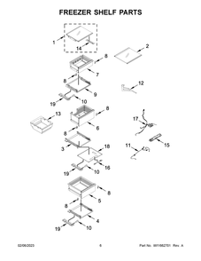 Freezer Shelf Parts Diagram and Parts List for JBZFR18IGX10  Jenn-Air Freezer