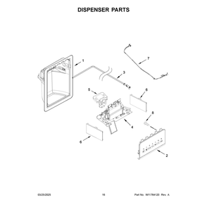 Dispenser Parts Diagram and Parts List for ASI2175GRB10  Amana Refrigerator
