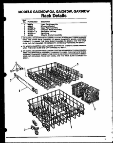 Rack Details Diagram and Parts List for GAX95DW-OA MN03 Amana Dishwasher