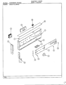 Control Panel Diagram and Parts List for EPG9-77(*)589GF  Hardwick Range