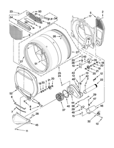 Bulkhead Parts Diagram and Parts List for NGD7500VW0  Amana Dryer