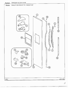 Freezer Outer Door Diagram and Parts List for HMG671580  Admiral Refrigerator