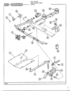 Gas Controls Diagram and Parts List for 2522A  Hardwick Range