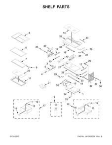 Shelf Parts Diagram and Parts List for JFFCC72EFP00  Jenn-Air Refrigerator