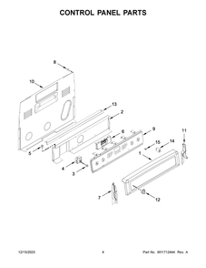 Control Panel Parts Diagram and Parts List for YMER8800FW7  Maytag Range