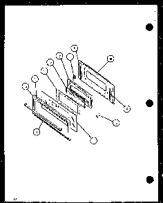Oven Door Diagram and Parts List for RLT307UL P1141098NL Caloric Range