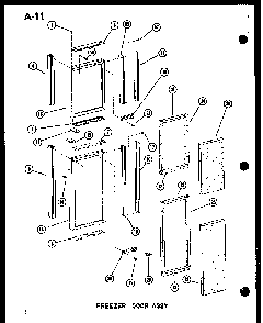 Freezer Door Assy Diagram and Parts List for SRI19W-P60350-36W  Amana Refrigerator